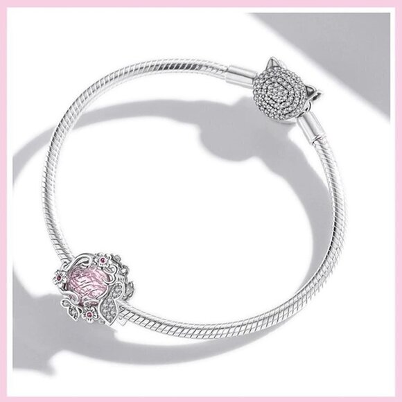 Sterling Silver Cubic Zirconia Butterfly Flower Garden Charm - Picture 3 of 6